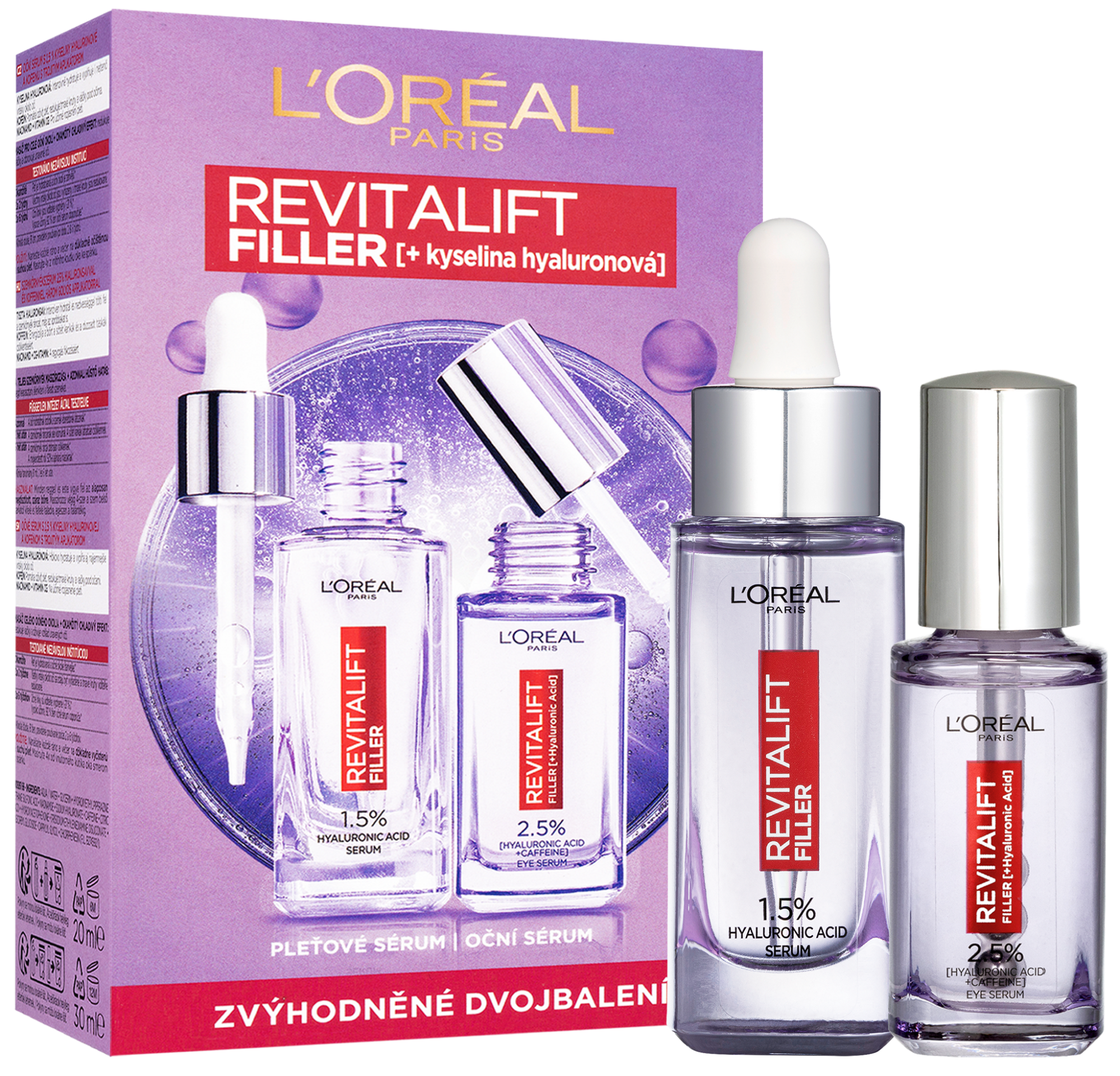 L'ORÉAL PARIS Revitalift Filler sada pleťových sér s kyselinou hyaluronovou