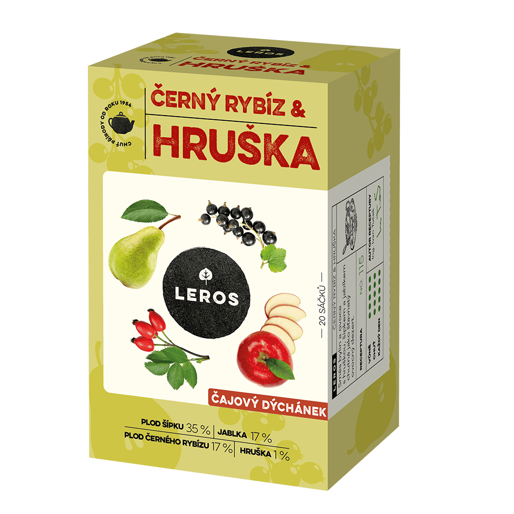 Leros Čajový dýchánek Černý rybíz&hruška 20x2,5 g