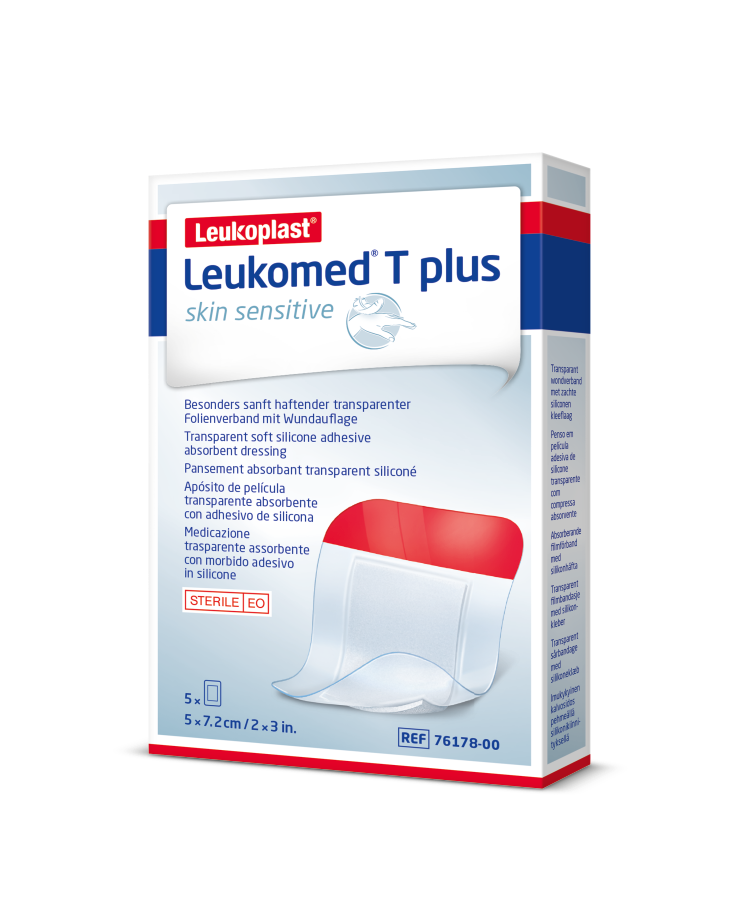 Leukoplast Leukomed T plus skin sensitive 5x7,2 cm absorpční krytí 5 ks