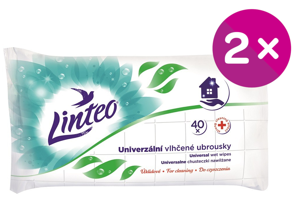 LINTEO Vlhčené ubrousky univerzální 2x40ks