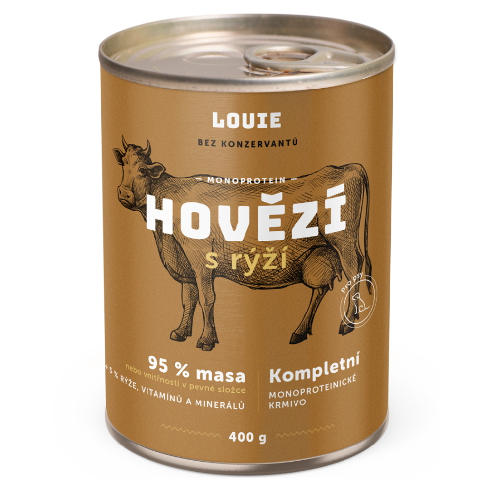 LOUIE Hovězí s rýží konzerva pro psy 400 g