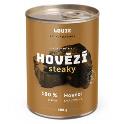 LOUIE Hovězí steaky konzerva pro psy 400 g