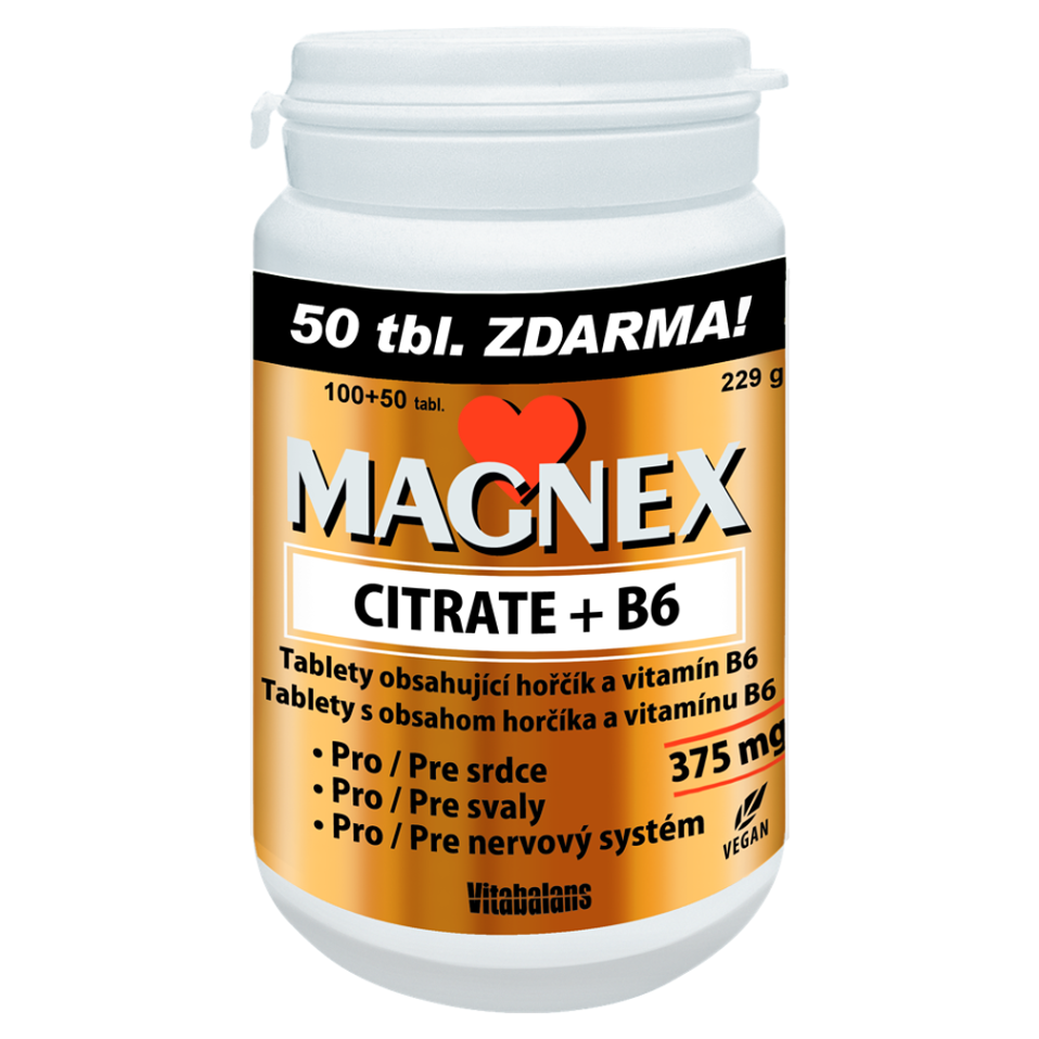 MAGNEX Citrate 375 mg a vitamin B6 100+50 tablet VÝHODNÉ balení