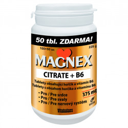 MAGNEX Citrate 375 mg a vitamin B6 100+50 tablet VÝHODNÉ balení