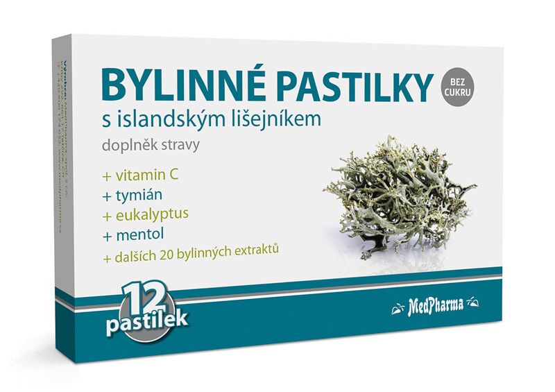 Medpharma Bylinné pastilky bez cukru islandský lišejník 12 ks