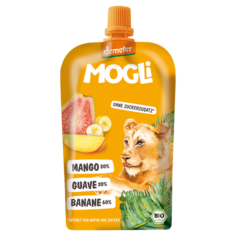 MOGLI Bio kapsička banán mango guave s certifikací Demeter 3r+ 120 g