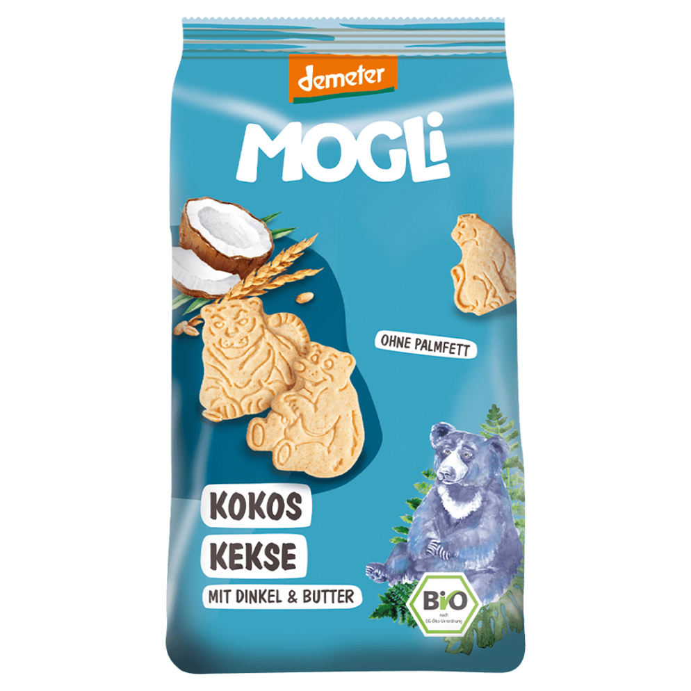 MOGLI Bio kokosové sušenky s certifikací Demeter 3r+ 125 g