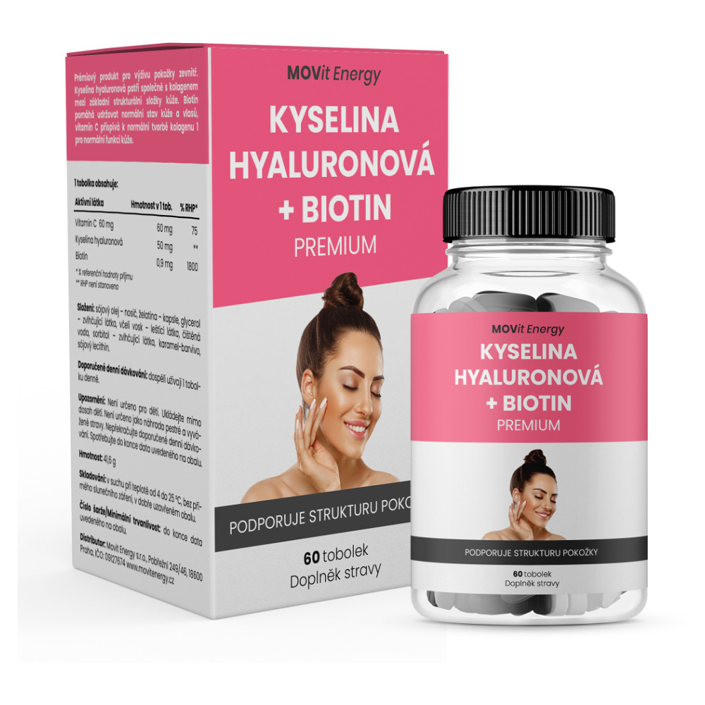 MOVIT ENERGY Kyselina hyaluronová + biotin premium 60 tobolek