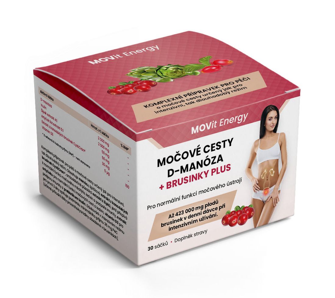 MOVit Energy Močové cesty D-Manóza + Brusinky PLUS 30 sáčků