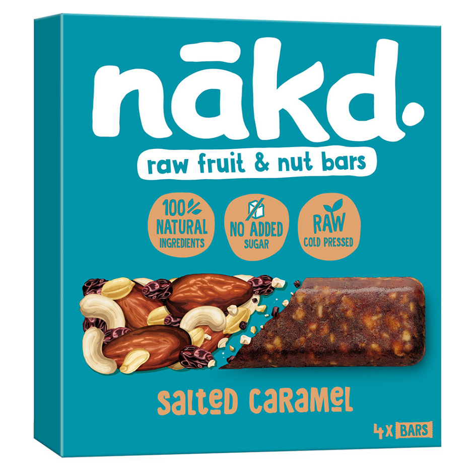 NAKD Salted caramel ovocno oříšková raw tyčinka slaný karamel 4 x 35 g