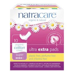 NATRACARE Menstruační vložky Ultra Extra SUPER s křidélky 10 ks