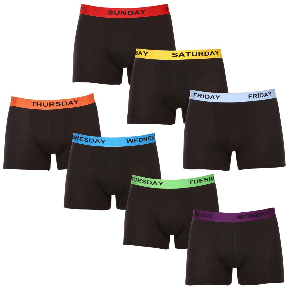 Nedeto 7PACK pánské boxerky černé (7NB001-week) 5XL