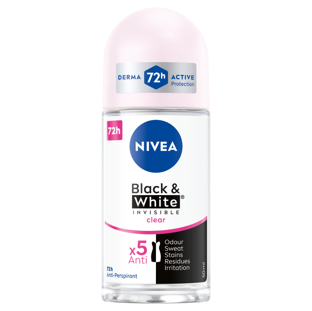 NIVEA Invisible for B&W Clear Kuličkový antiperspirant 50 ml