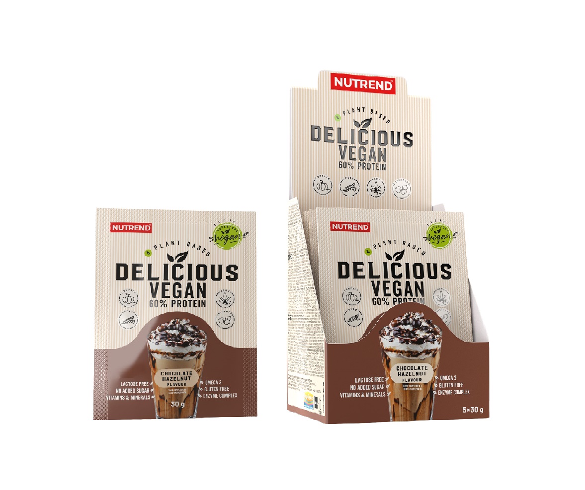 Nutrend Delicious Vegan Protein čokoláda + lískový ořech 5x30 g