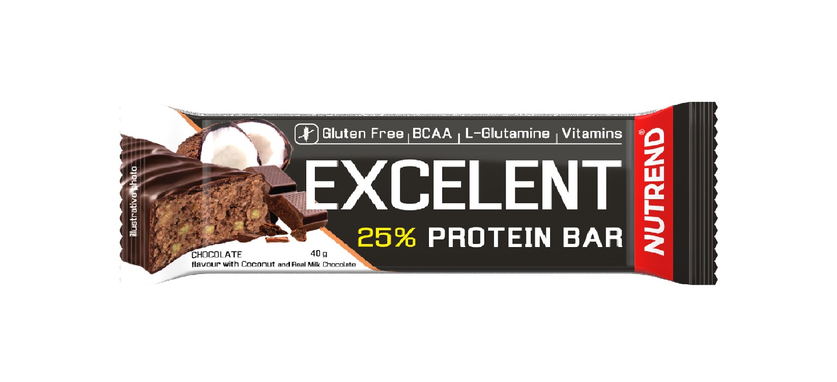 Nutrend Excelent Protein Bar čokoláda + kokos v mléčné čokoládě 40 g