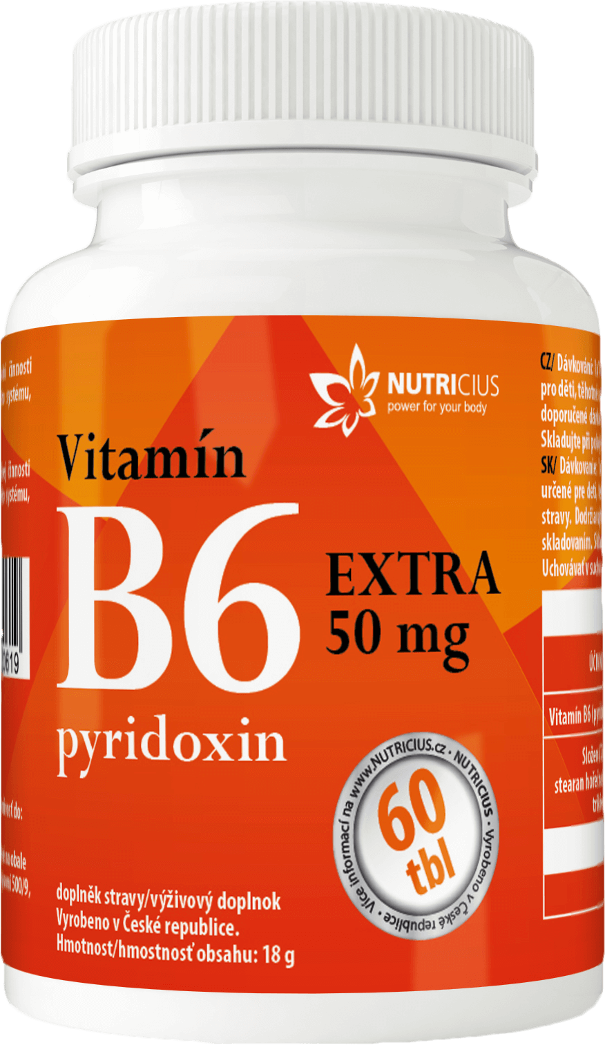 NUTRICIUS Vitamín B6 EXTRA - pyridoxin 50 mg 60 tablet