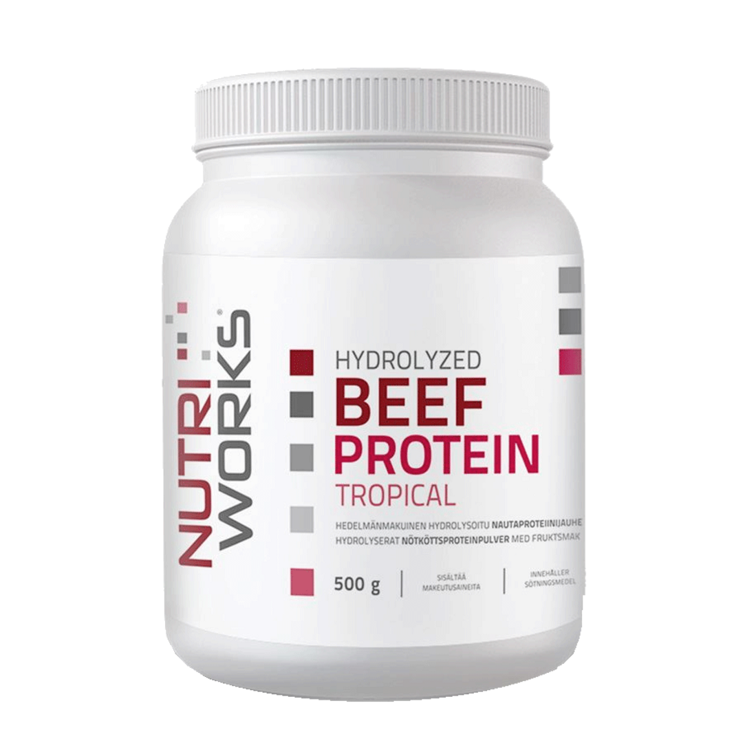 NutriWorks Hydrolyzed Beef Protein 500g - tropické ovoce