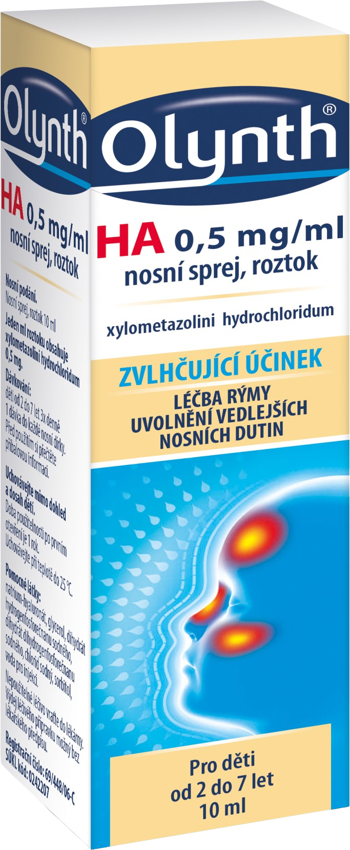 OLYNTH HA 0,5 mg/ml nosní sprej, roztok pro léčbu rýmy u dětí od 2 let, 10 ml