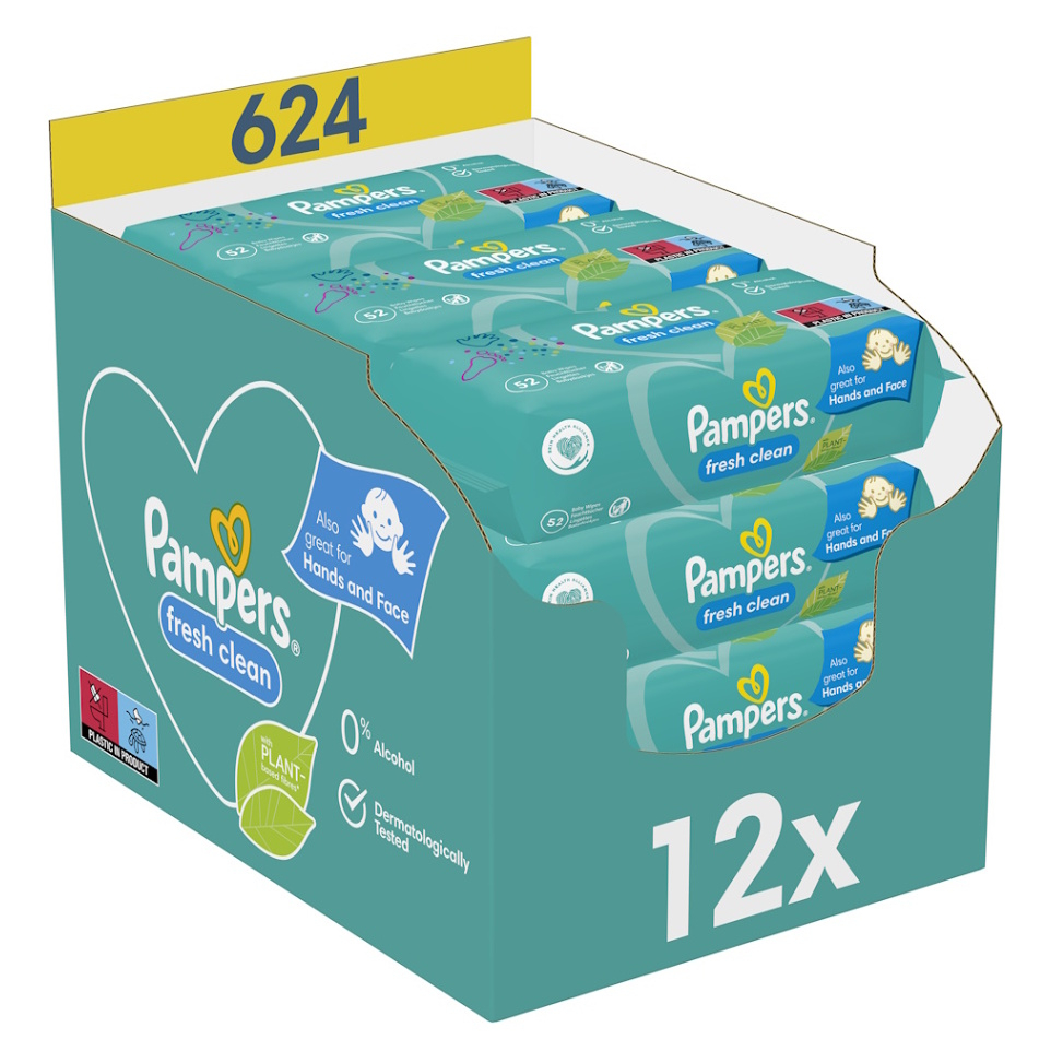 PAMPERS Fresh Clean dětské čistící ubrousky 12 x 52 ks