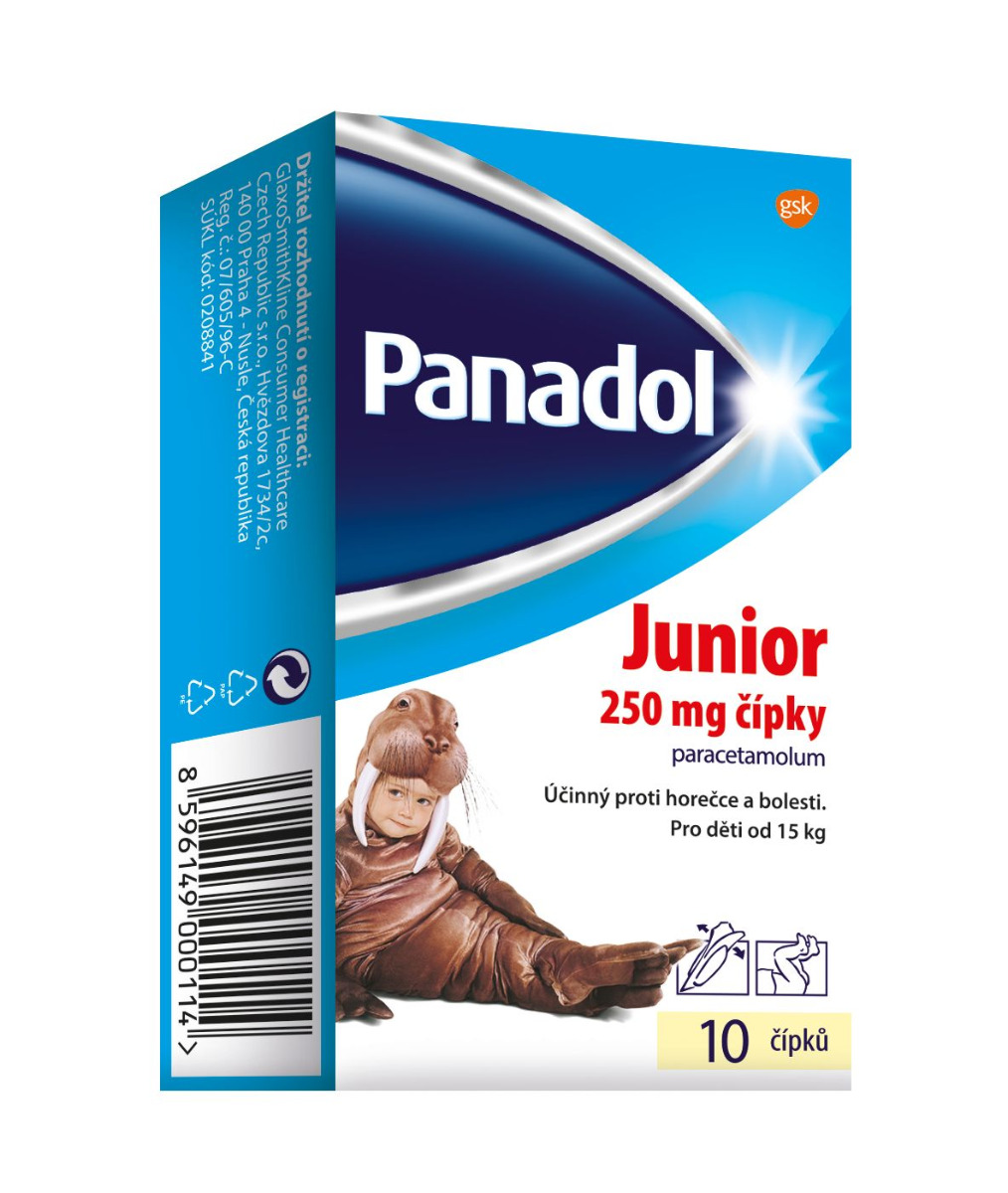 Panadol Junior 250 mg čípky 10 ks