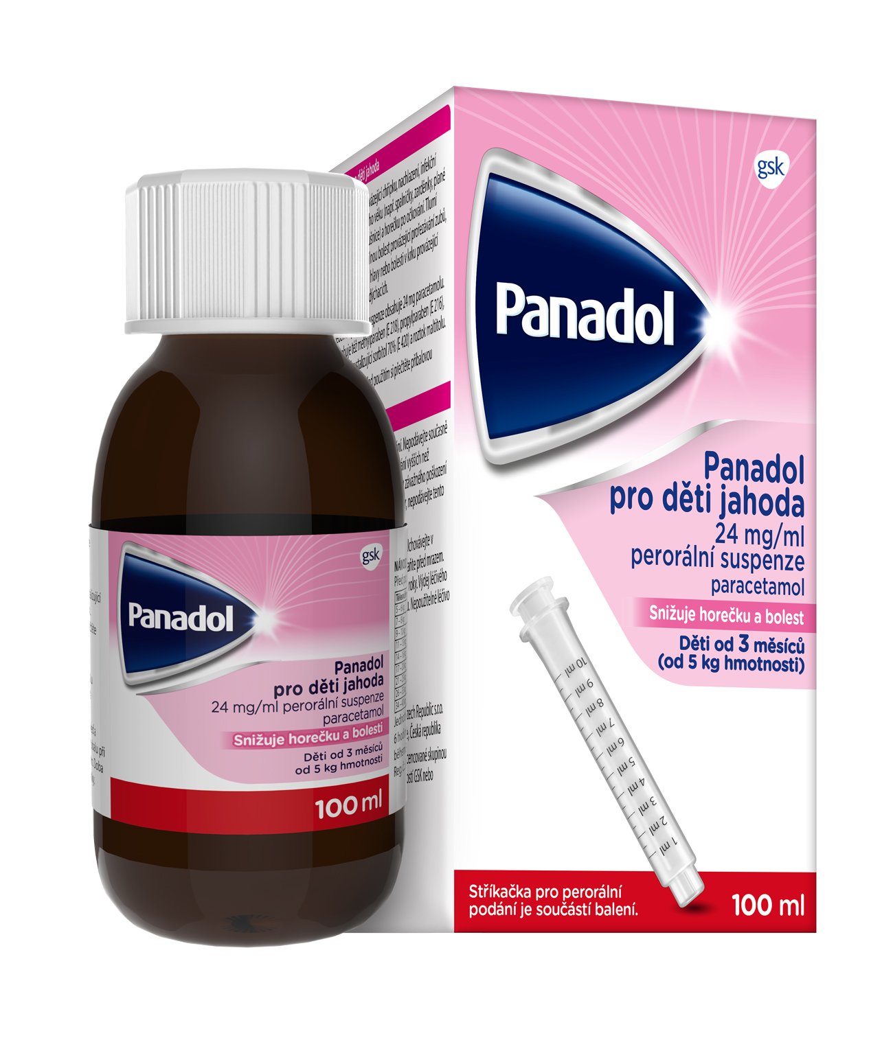 PANADOL pro děti 24mg/ml Jahoda sirup ke snížení horečky u dětí 100 ml