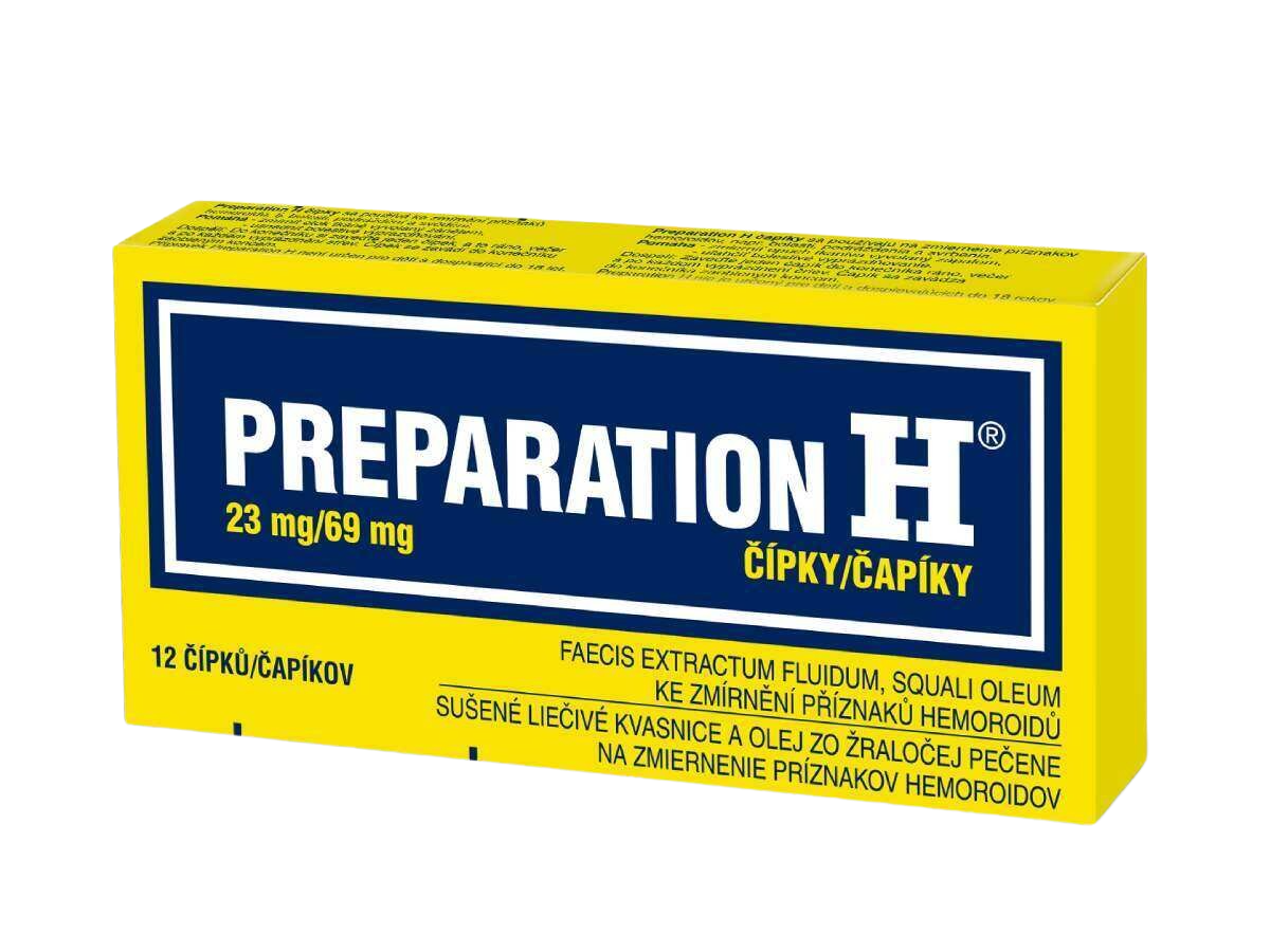 PREPARATION H 23mg/69mg, čípky pro léčbu hemoroidů 12 ks