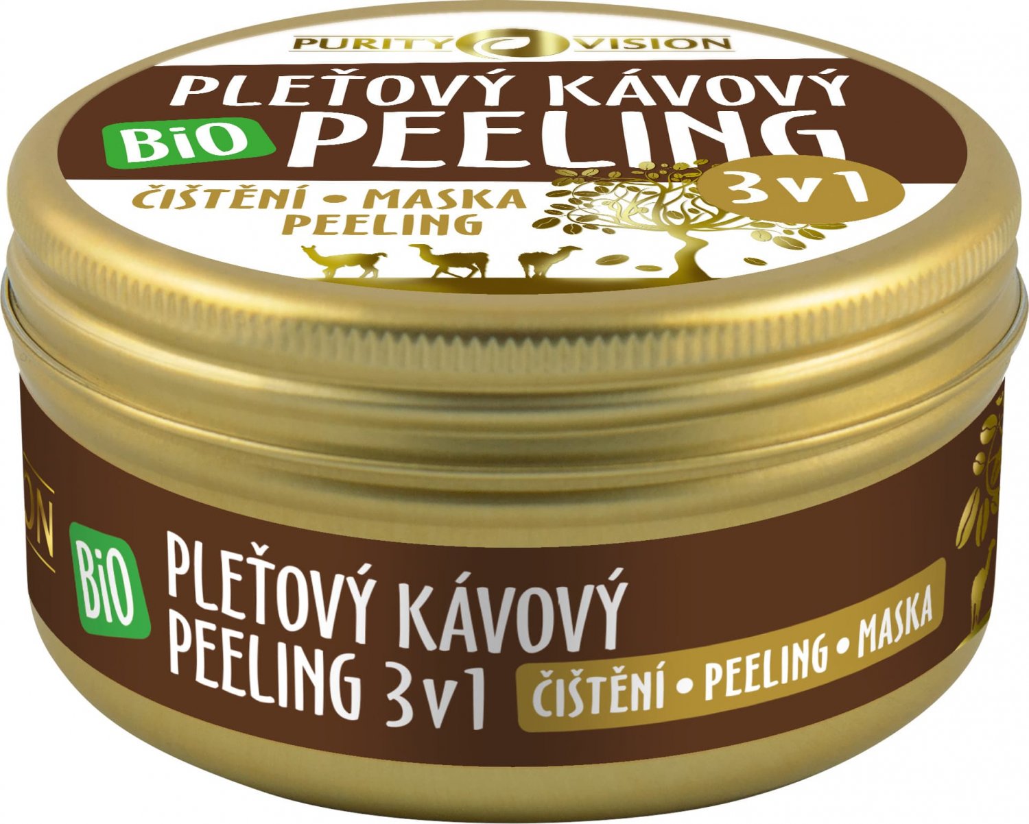 PURITY VISION BIO Kávový pleťový peeling 3v1, 70 ml