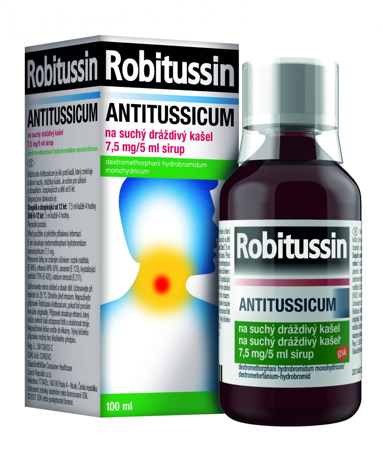 ROBITUSSIN Antitussicum 7,5mg/5ml, sirup na suchý kašel 100 ml