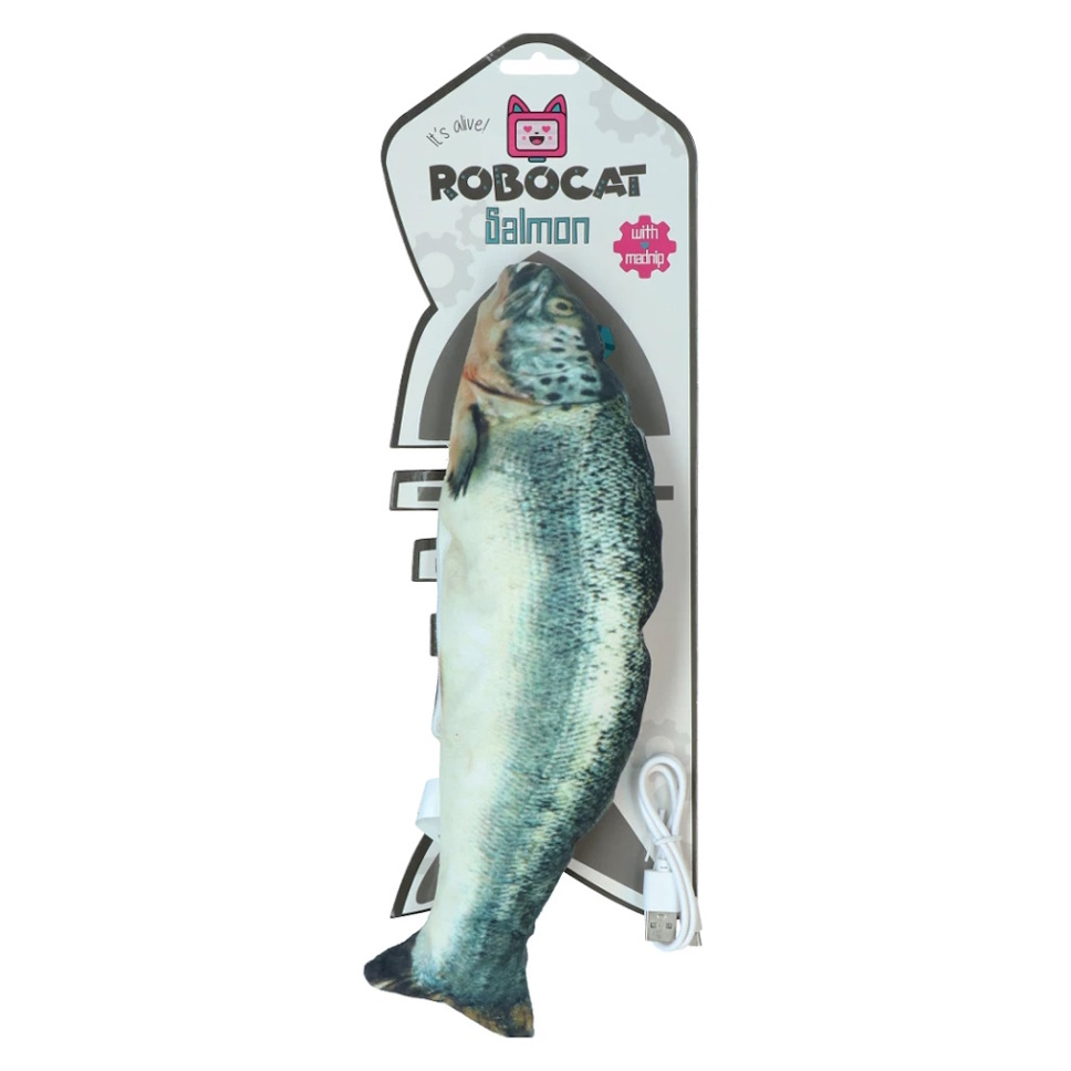 ROBOCAT Fish Salmon madnip USB hračka pro kočky 30 cm