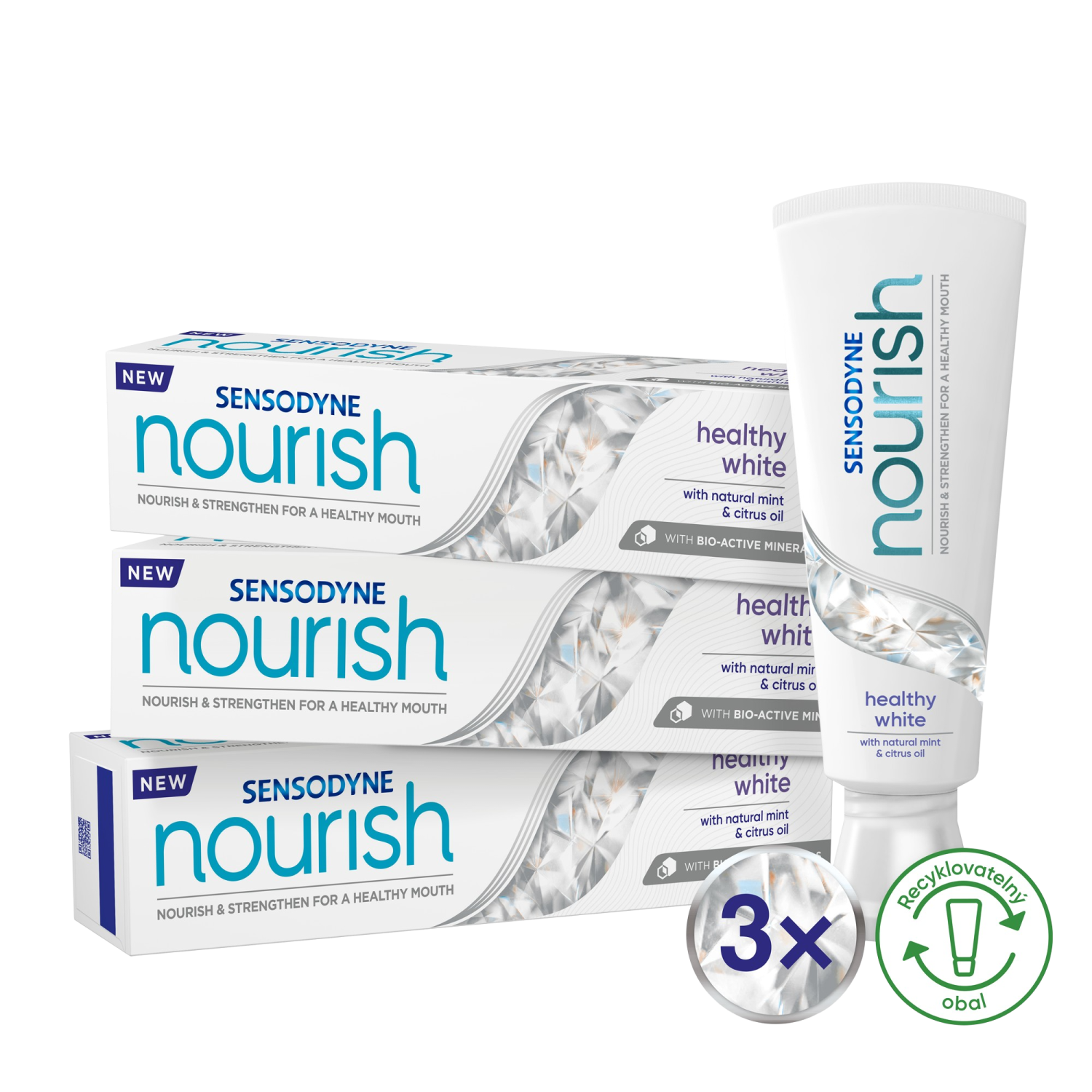 SENSODYNE Zubní pasta Nourish Gently Soothing Whitening 3 x 75 ml