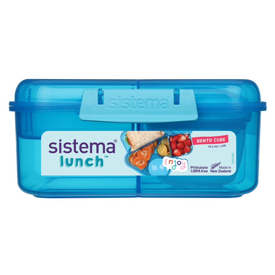 SISTEMA Lunch Krabička 3 komory + 2 tácky + kelímek modrá 1,25 l