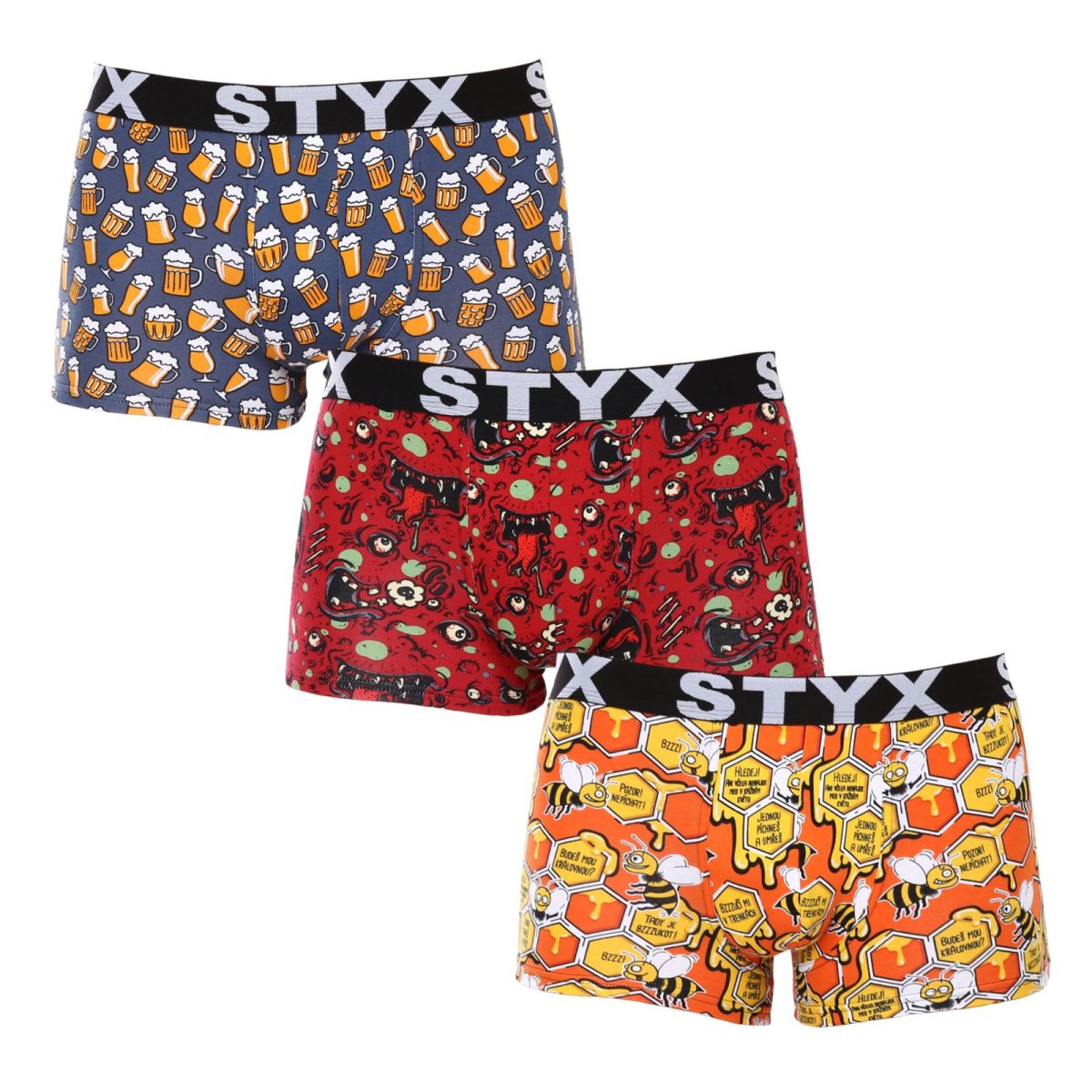 Styx 3PACK pánské boxerky art sportovní guma vícebarevné (3G13714) XXL