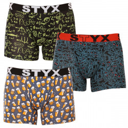 Styx 3PACK pánské boxerky long art sportovní guma vícebarevné (3U12672) L