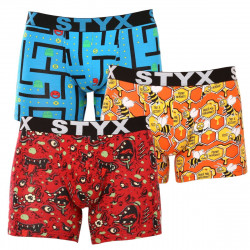 Styx 3PACK pánské boxerky long art sportovní guma vícebarevné (3U12914) XL