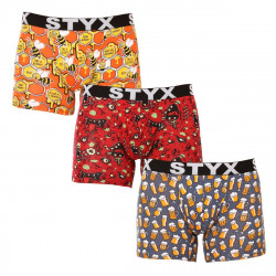 Styx 3PACK pánské boxerky long art sportovní guma vícebarevné (3U13714) L