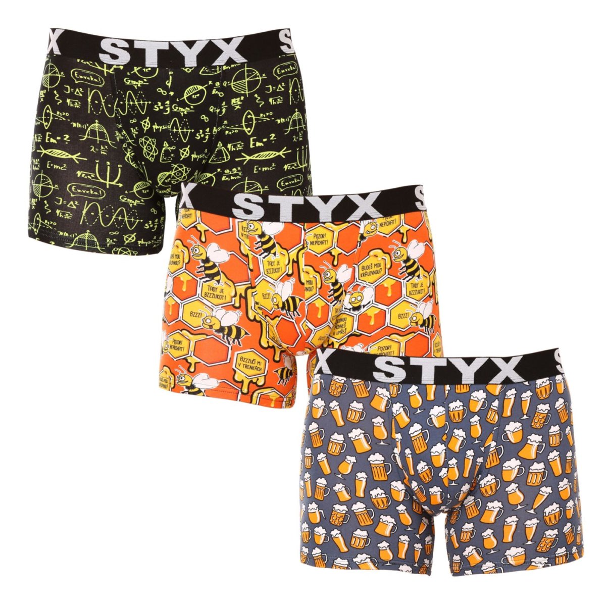 Styx 3PACK pánské boxerky long art sportovní guma vícebarevné (3U13724) M