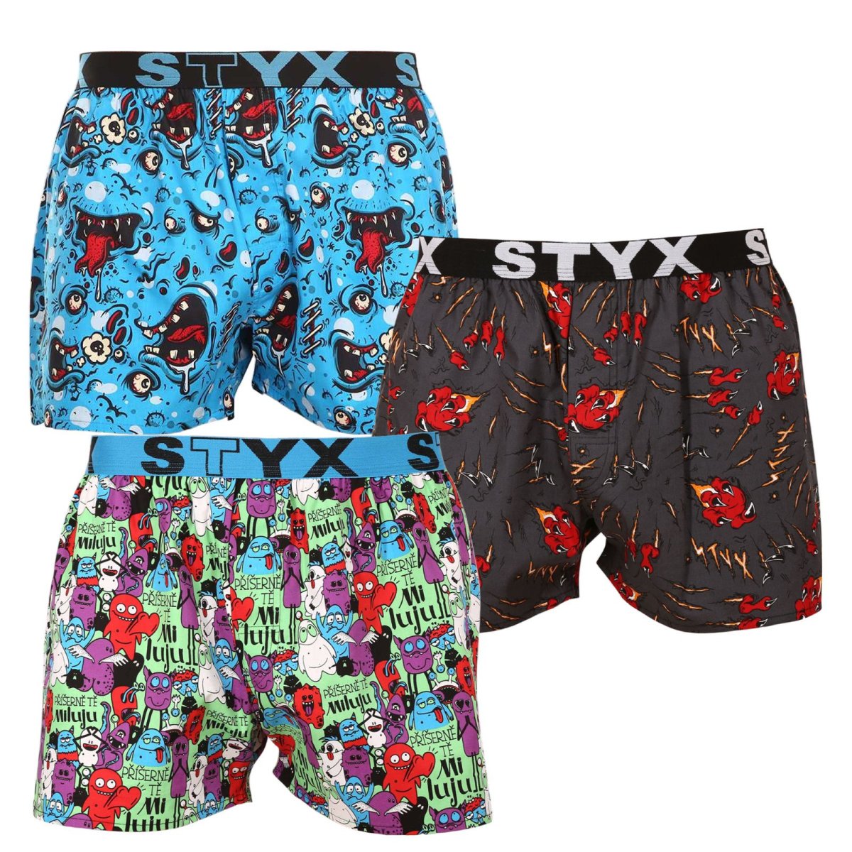 Styx 3PACK pánské trenky art sportovní guma vícebarevné (3B14125) XL