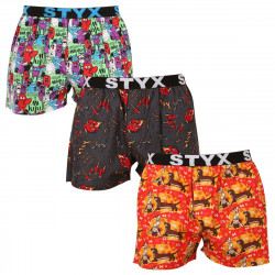 Styx 3PACK pánské trenky art sportovní guma vícebarevné (3B15245) M