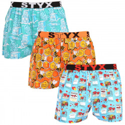 Styx 3PACK pánské trenky art sportovní guma vícebarevné (3B16476) M