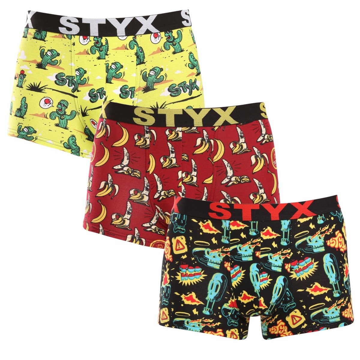 Styx 3PACK pánské boxerky art sportovní guma vícebarevné (3G13198) L