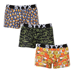 Styx 3PACK pánské boxerky art sportovní guma vícebarevné (3G13724) L