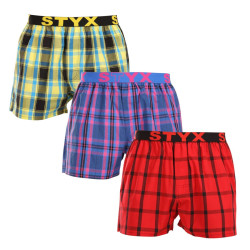 Styx 3PACK pánské trenky sportovní guma vícebarevné (3B103133) L