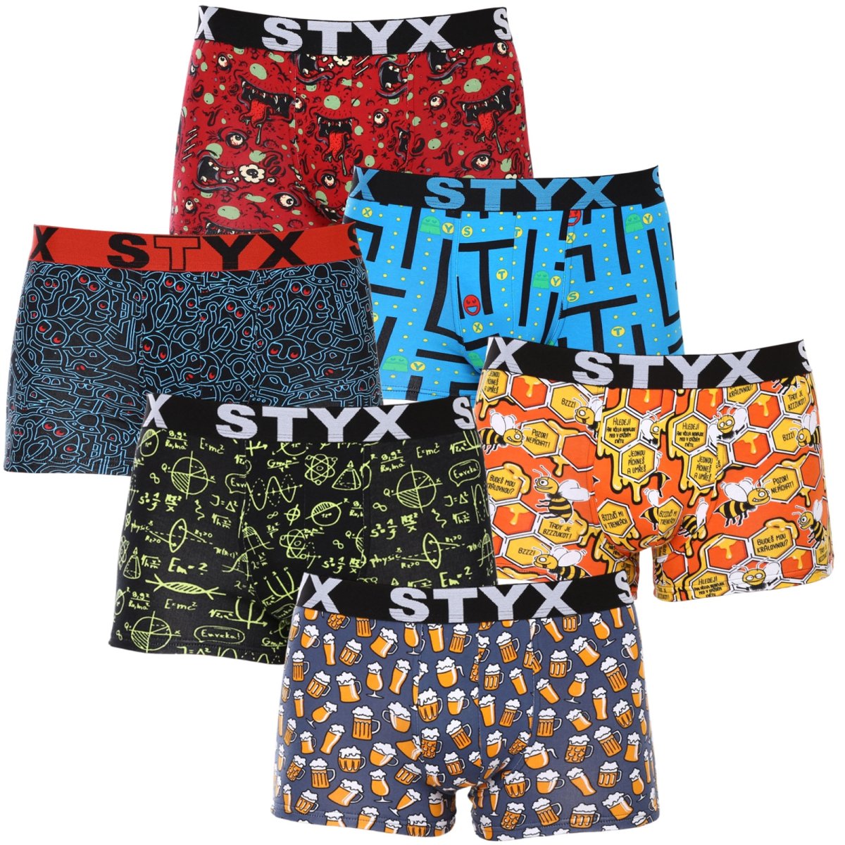 Styx 6PACK pánské boxerky art sportovní guma vícebarevné (6G12697124) M