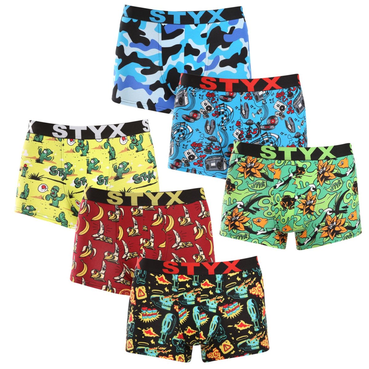 Styx 6PACK pánské boxerky art sportovní guma vícebarevné (6G13198780) XXL