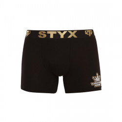 Styx Pánské boxerky / KTV long sportovní guma černé - zlatá guma (UTZ960) L