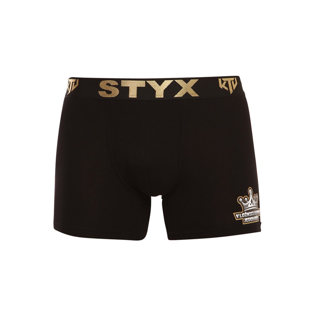 Styx Pánské boxerky / KTV long sportovní guma černé - zlatá guma (UTZ960) S