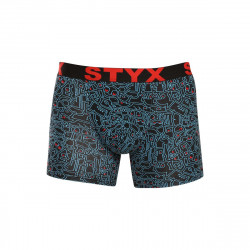 Styx Pánské boxerky long art sportovní guma doodle (U1256/2) L