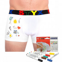 Styx Pánské boxerky sportovní guma bílé + fixy na textil (GF1061) S