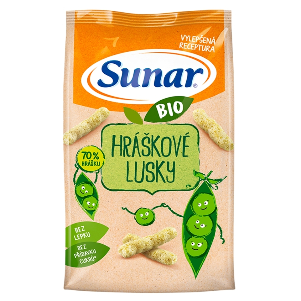 SUNAR Dětské křupky hráškové lusky BIO 45 g