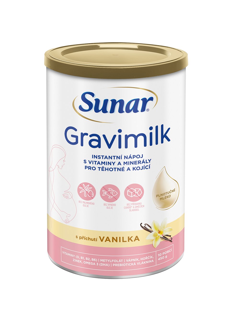 SUNAR Gravimilk s příchutí vanilka pro těhotné a kojící ženy 450 g